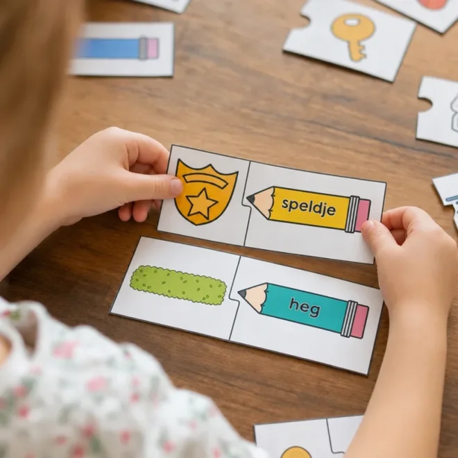 Kind maakt klankpuzzels